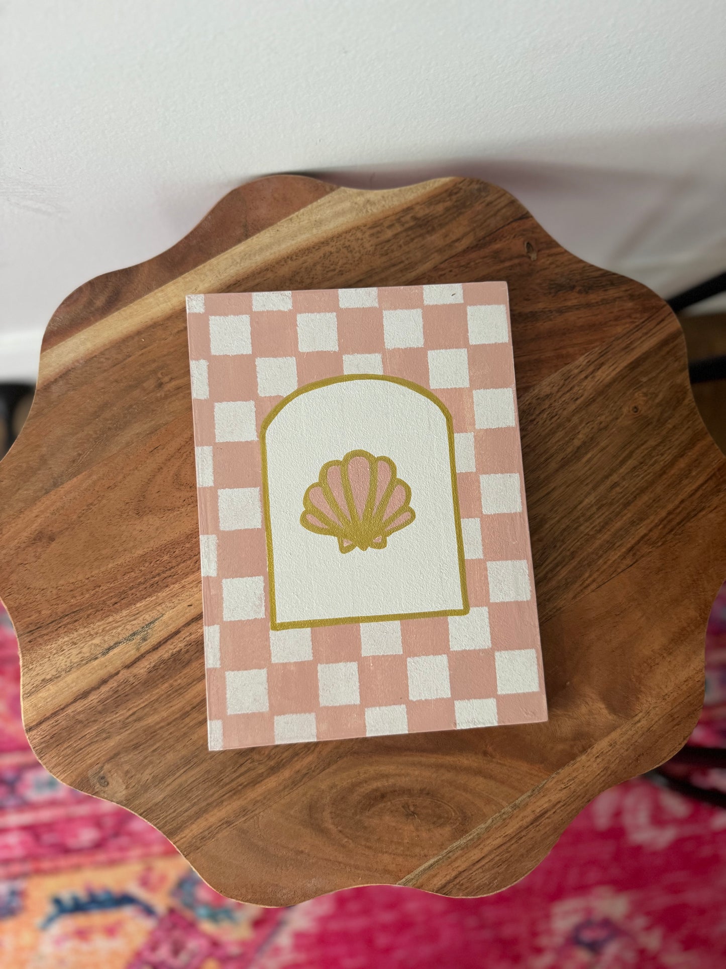 Pink Gingham Shell wall art
