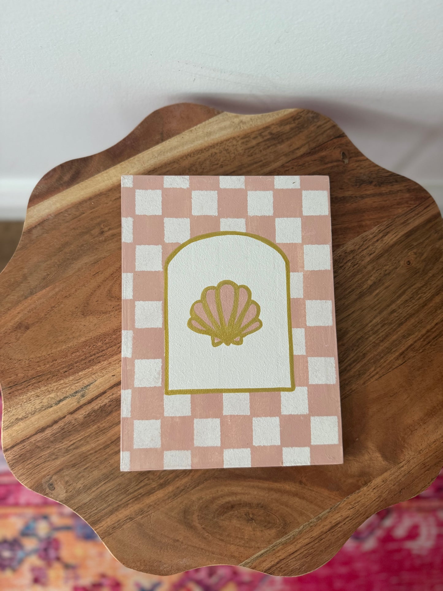 Pink Gingham Shell wall art