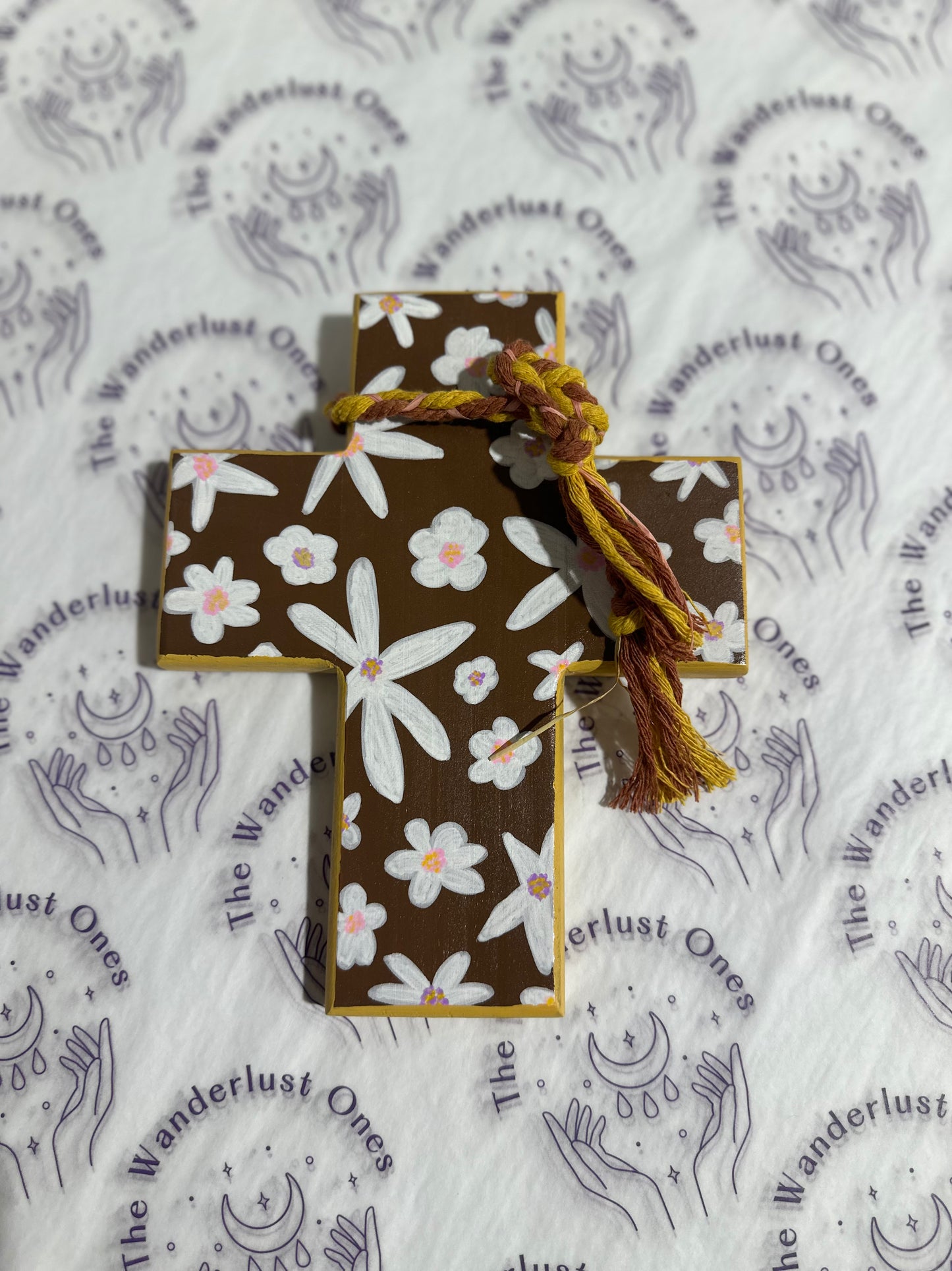 Brown Flower Cross Wall Art