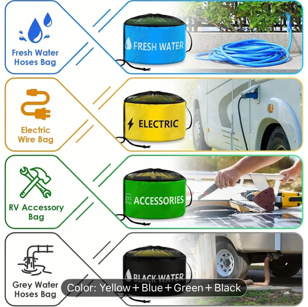 Caravan Hose & Cable Storage Bag Set