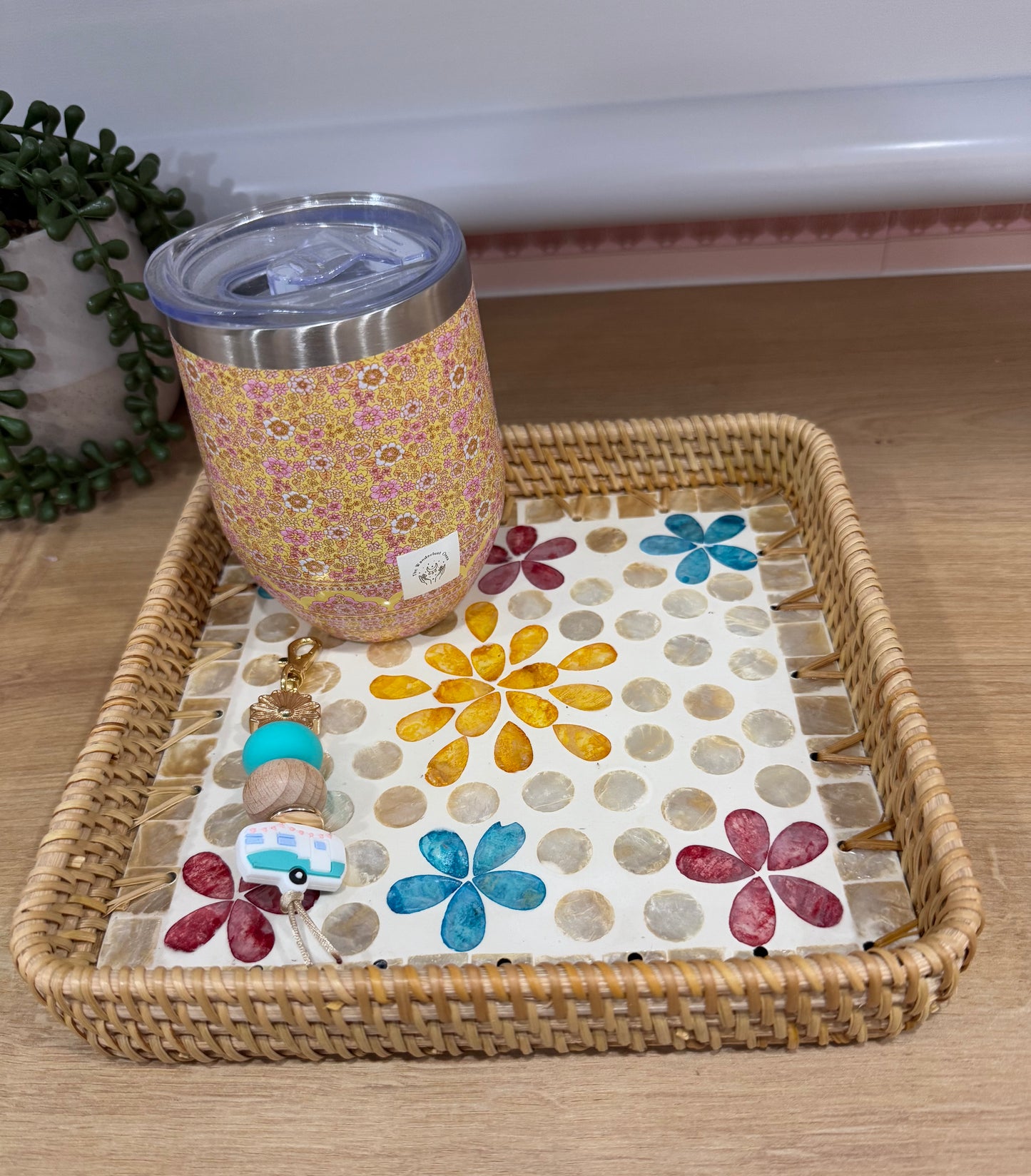 Pearl Blossom Woven Tray