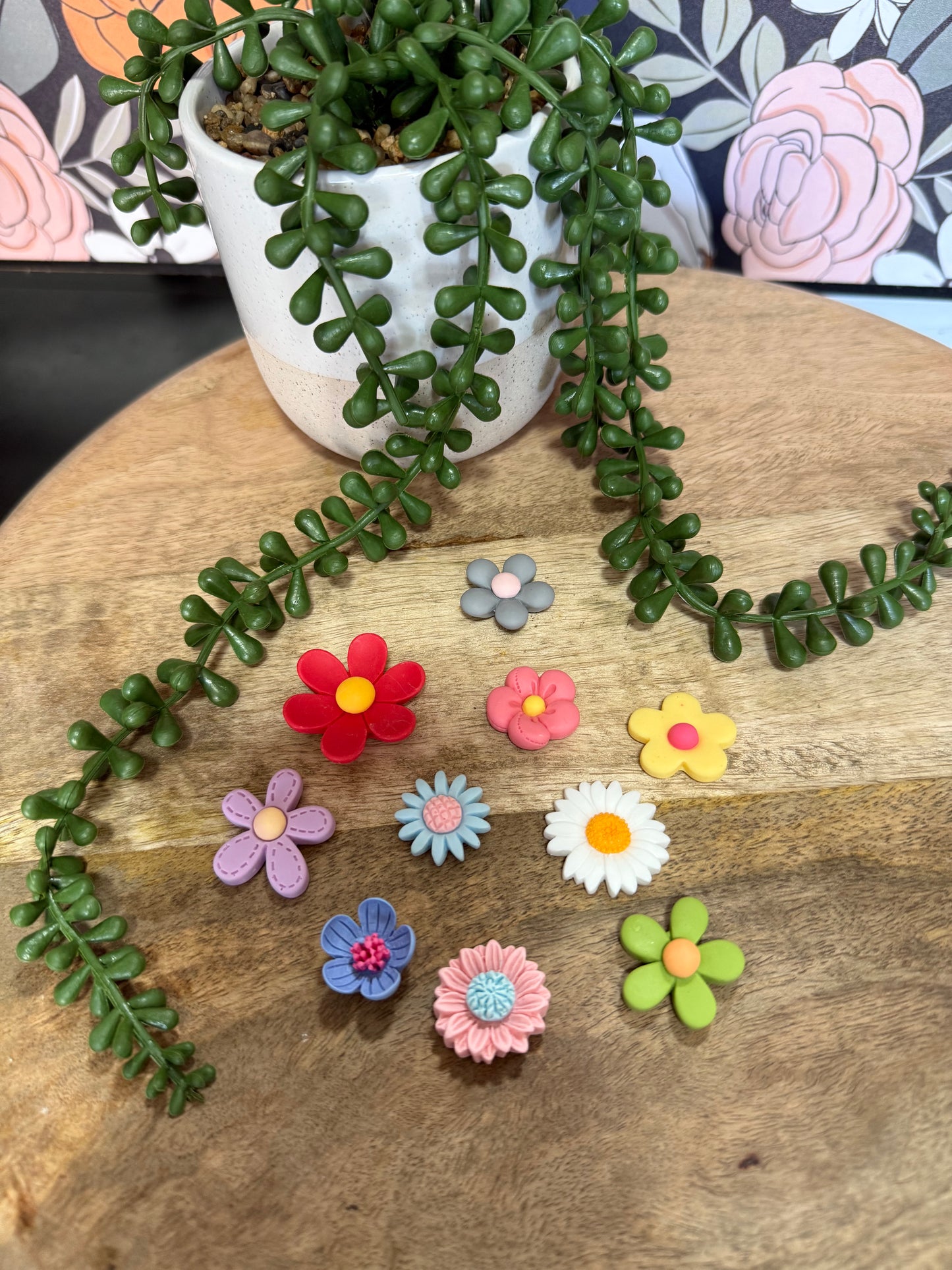 Colourful Flower Fridge Magnets -10pack