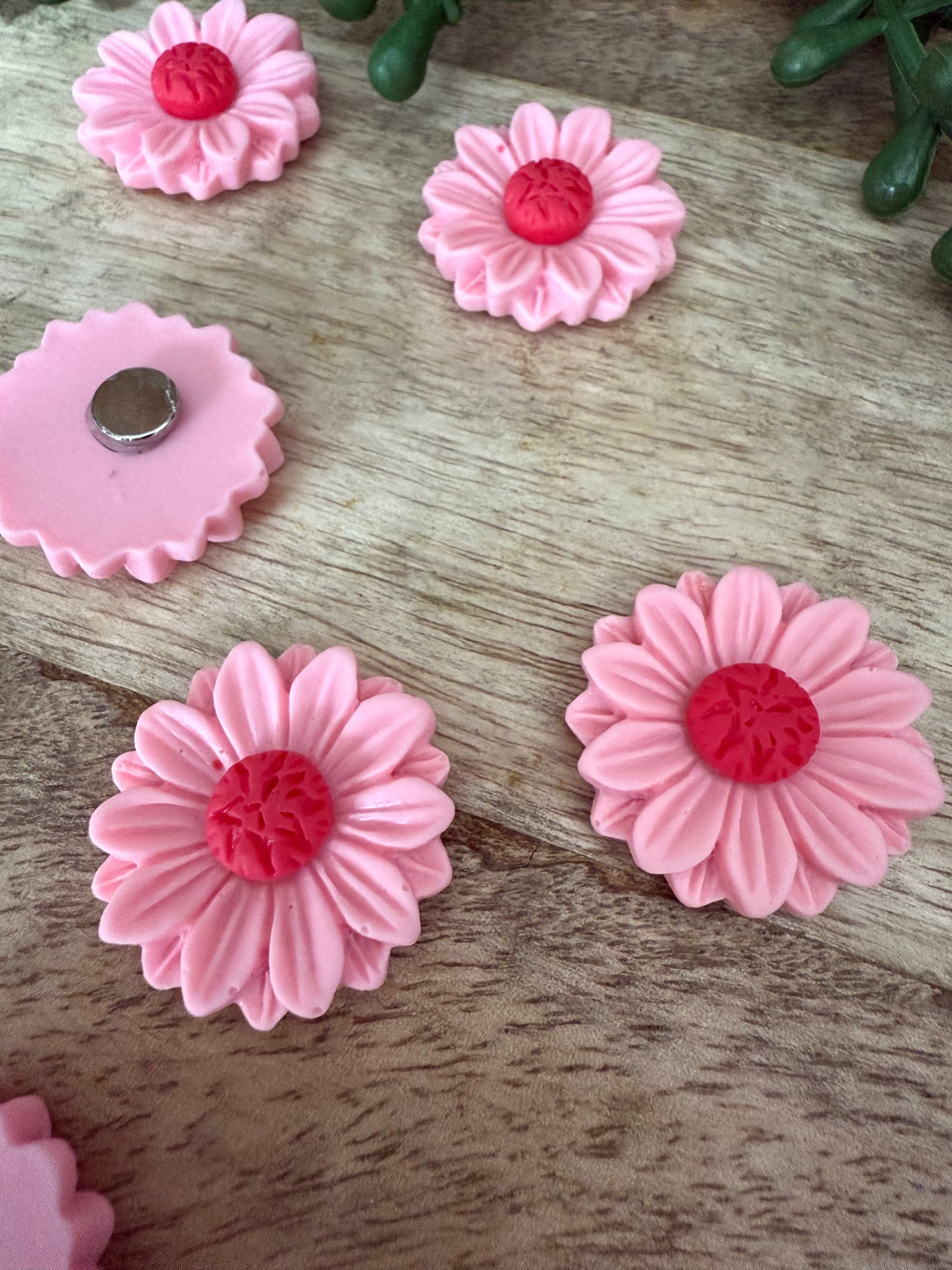Pink Flower Fridge Magnets- 8 pack