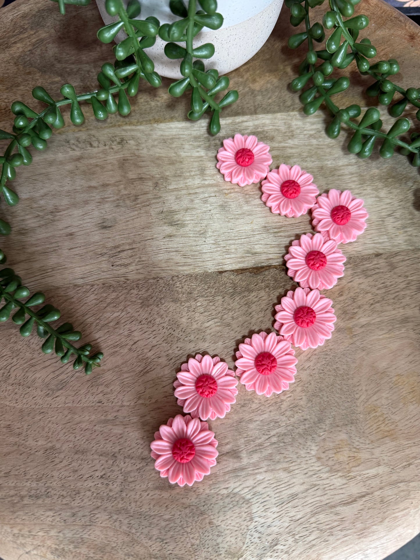 Pink Flower Fridge Magnets- 8 pack
