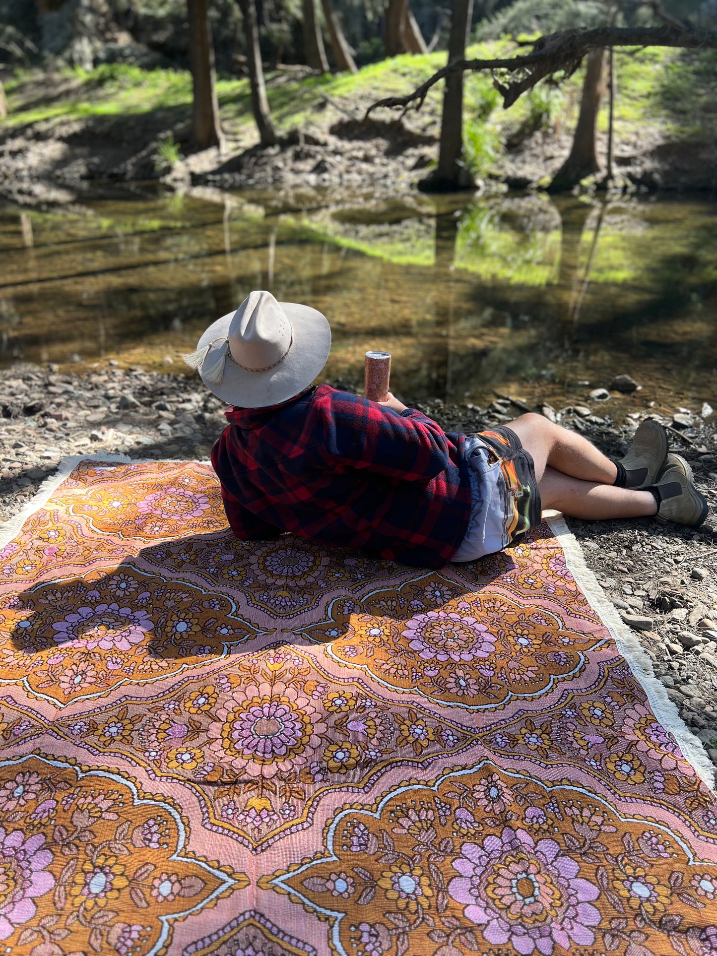 Retro Earth Lilac Cotton Rug/Blanket