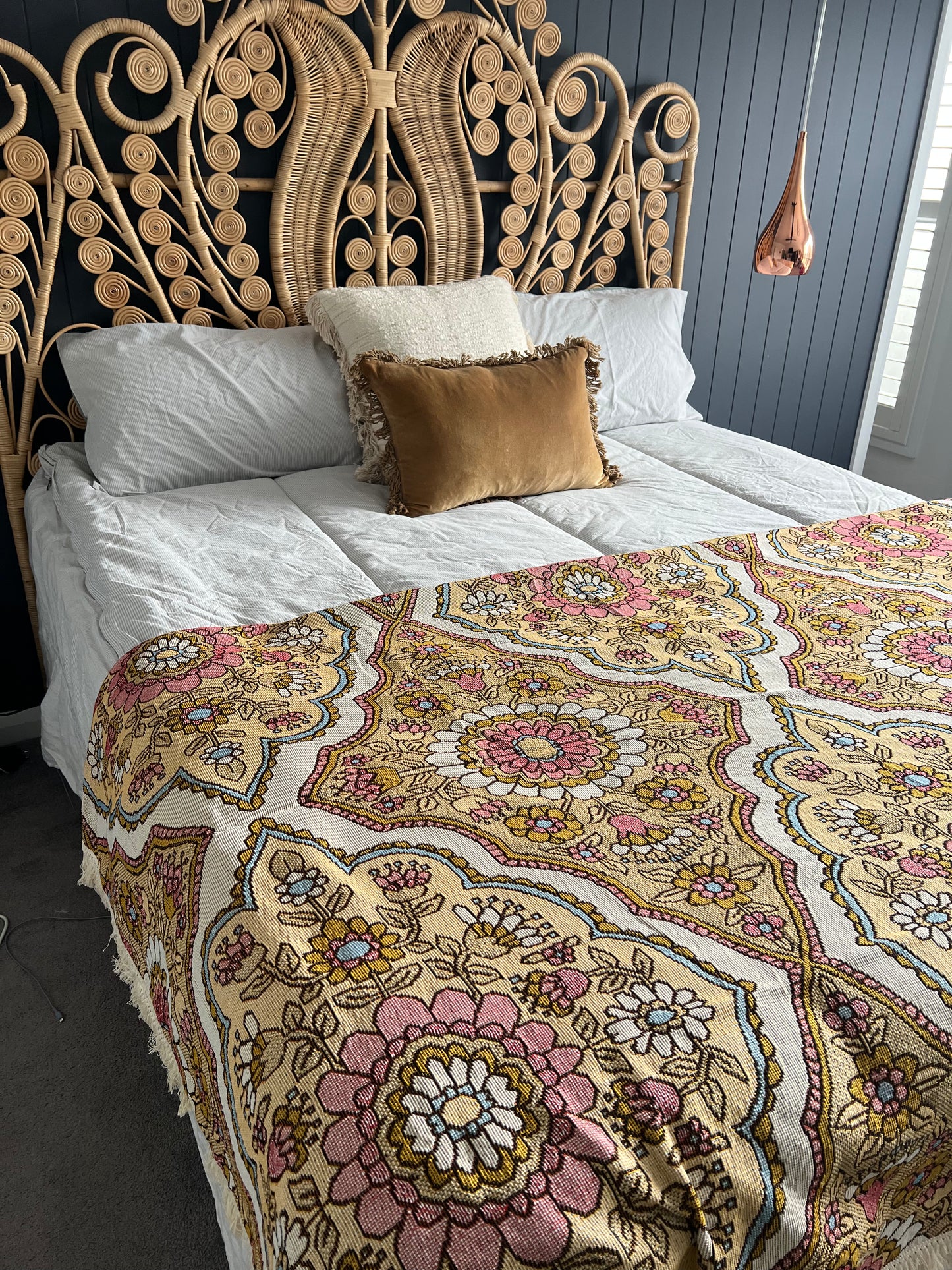 Retro Soft Blue Hues Cotton Rug/Blanket