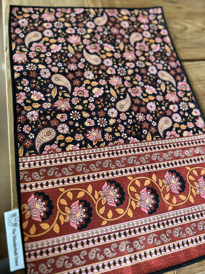 Quick dry tea towel  - Black Paisley