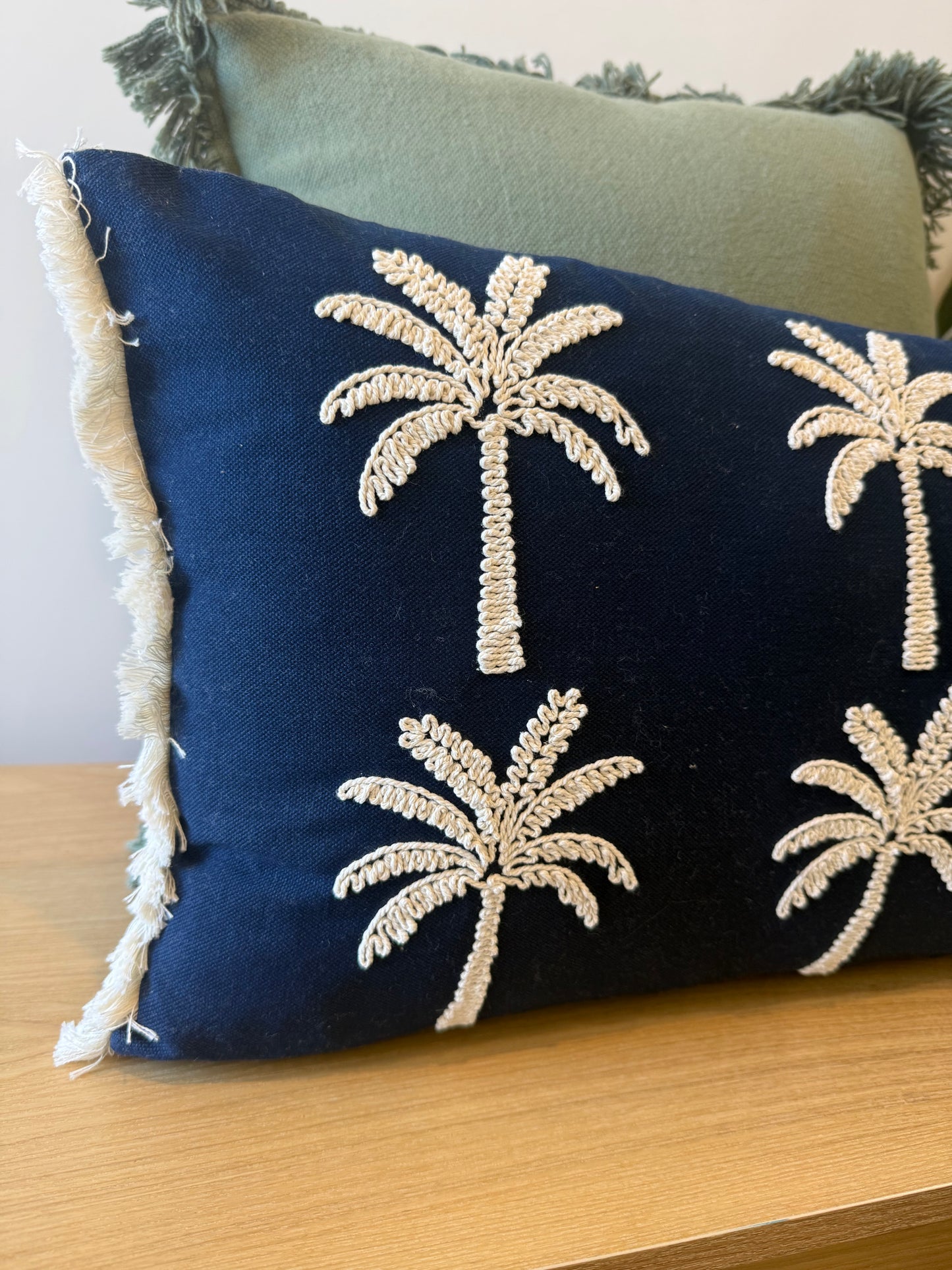 Palm Paradise Cushion - Navy