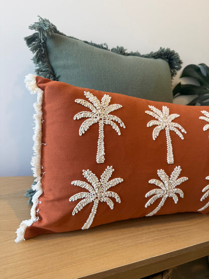 Palm Paradise Cushion - Rust