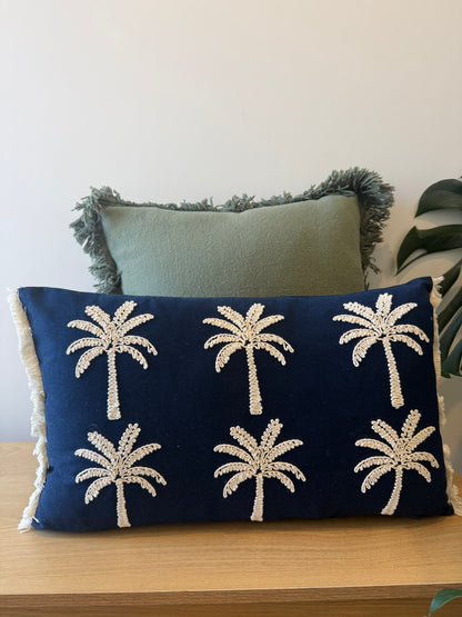 Palm Paradise Cushion - Navy