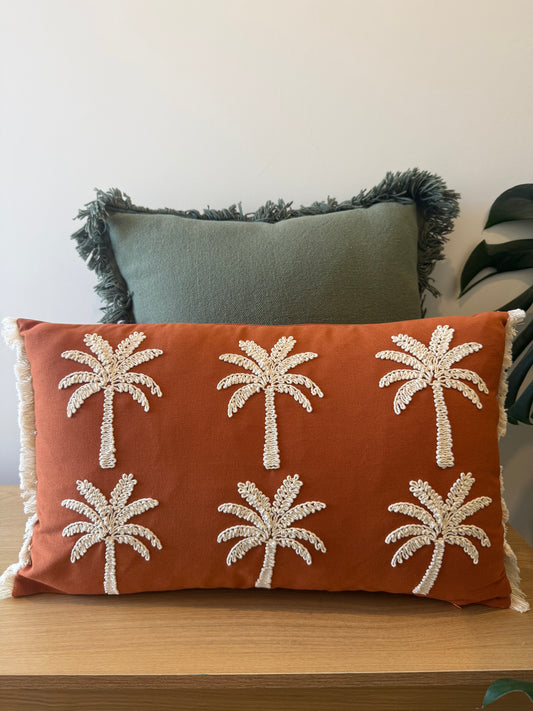 Palm Paradise Cushion - Rust