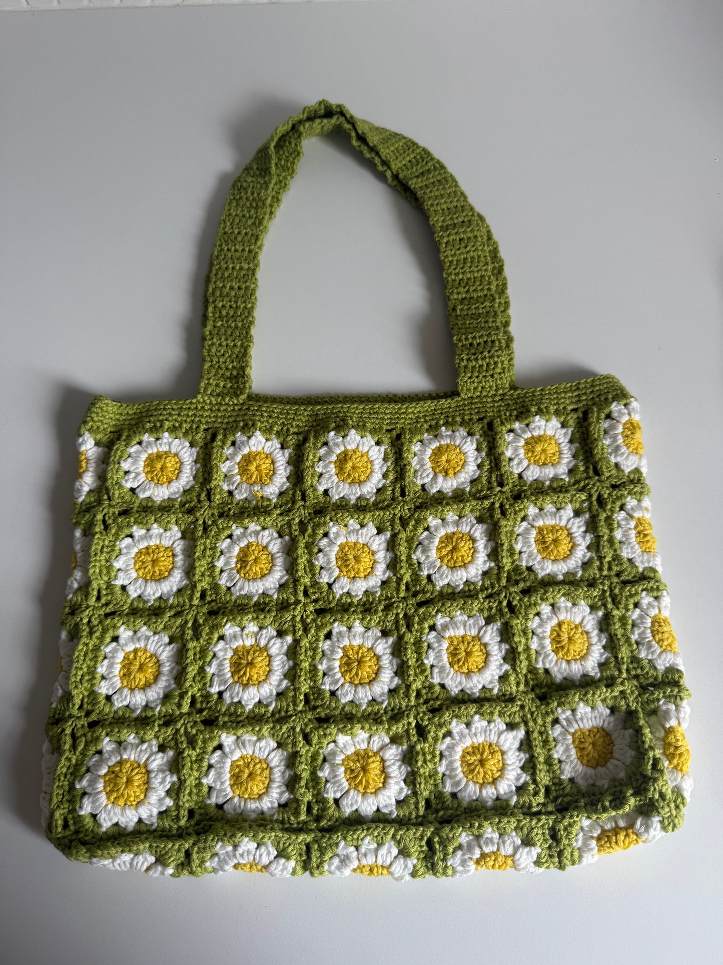 Crochet Daisy Tote - Green