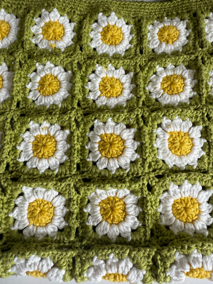 Crochet Daisy Tote - Green