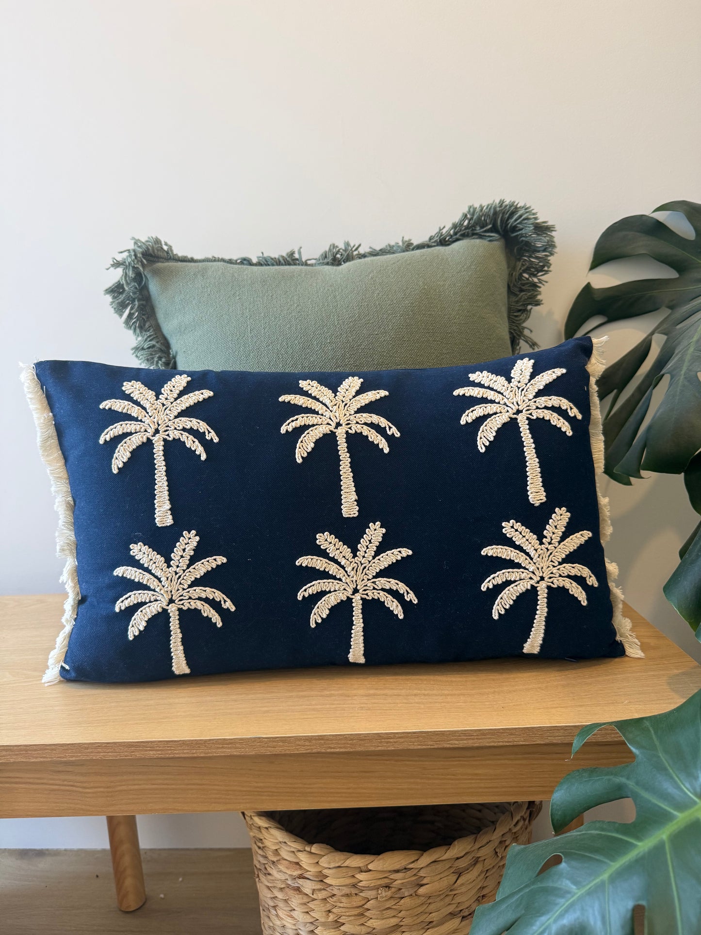 Palm Paradise Cushion - Navy