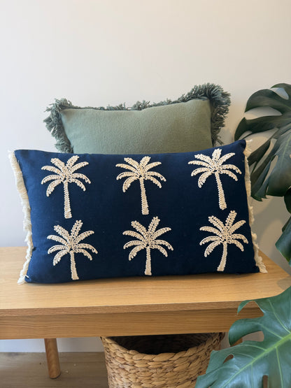 Palm Paradise Cushion - Navy