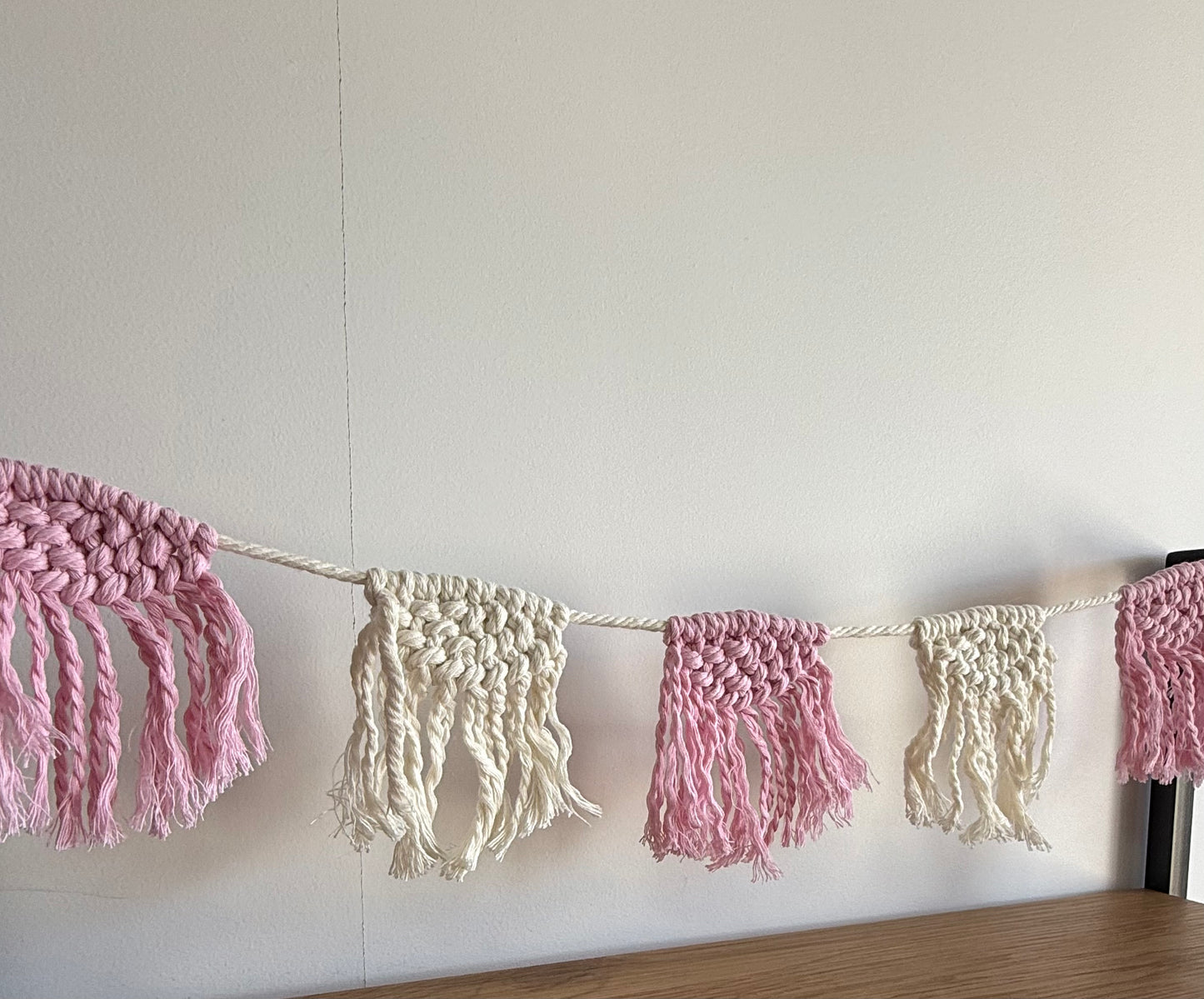 Macrame Fringe Bunting Pink/Cream