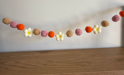 Mini Floral bunting -  Flower Pom Pom