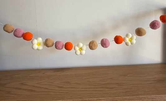 Mini Floral bunting -  Flower Pom Pom
