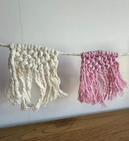 Macrame Fringe Bunting Pink/Cream