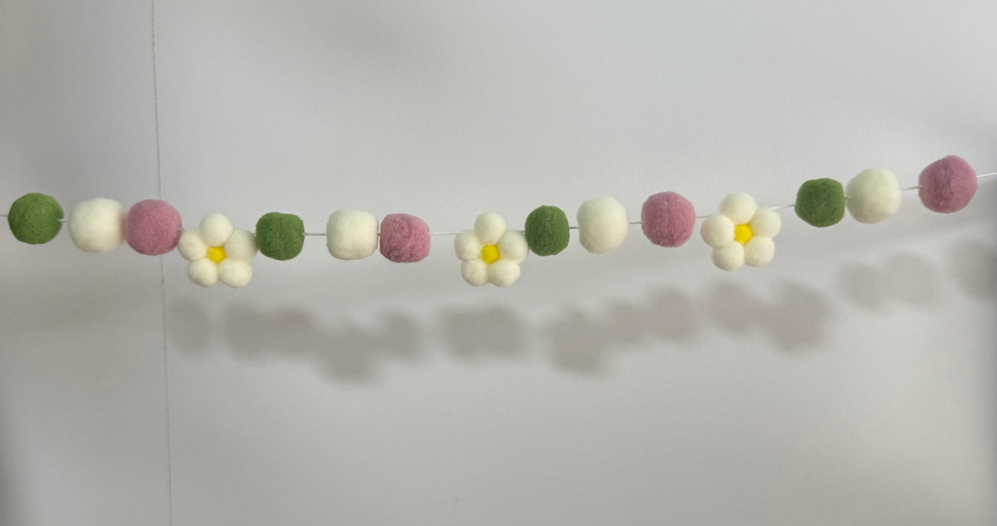 Mini Floral bunting -  Flower Pom Pom