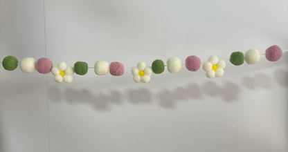 Mini Floral bunting -  Flower Pom Pom