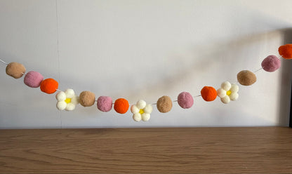 Mini Floral bunting -  Flower Pom Pom