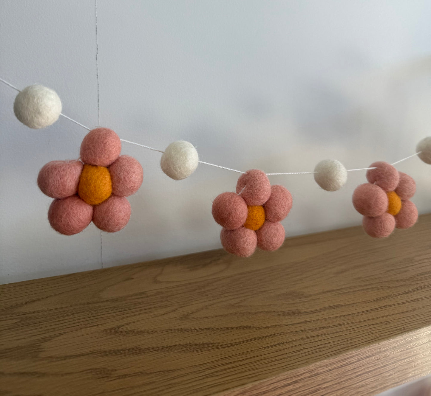 Floral bunting - Pink/ Orange Flower Pom Pom
