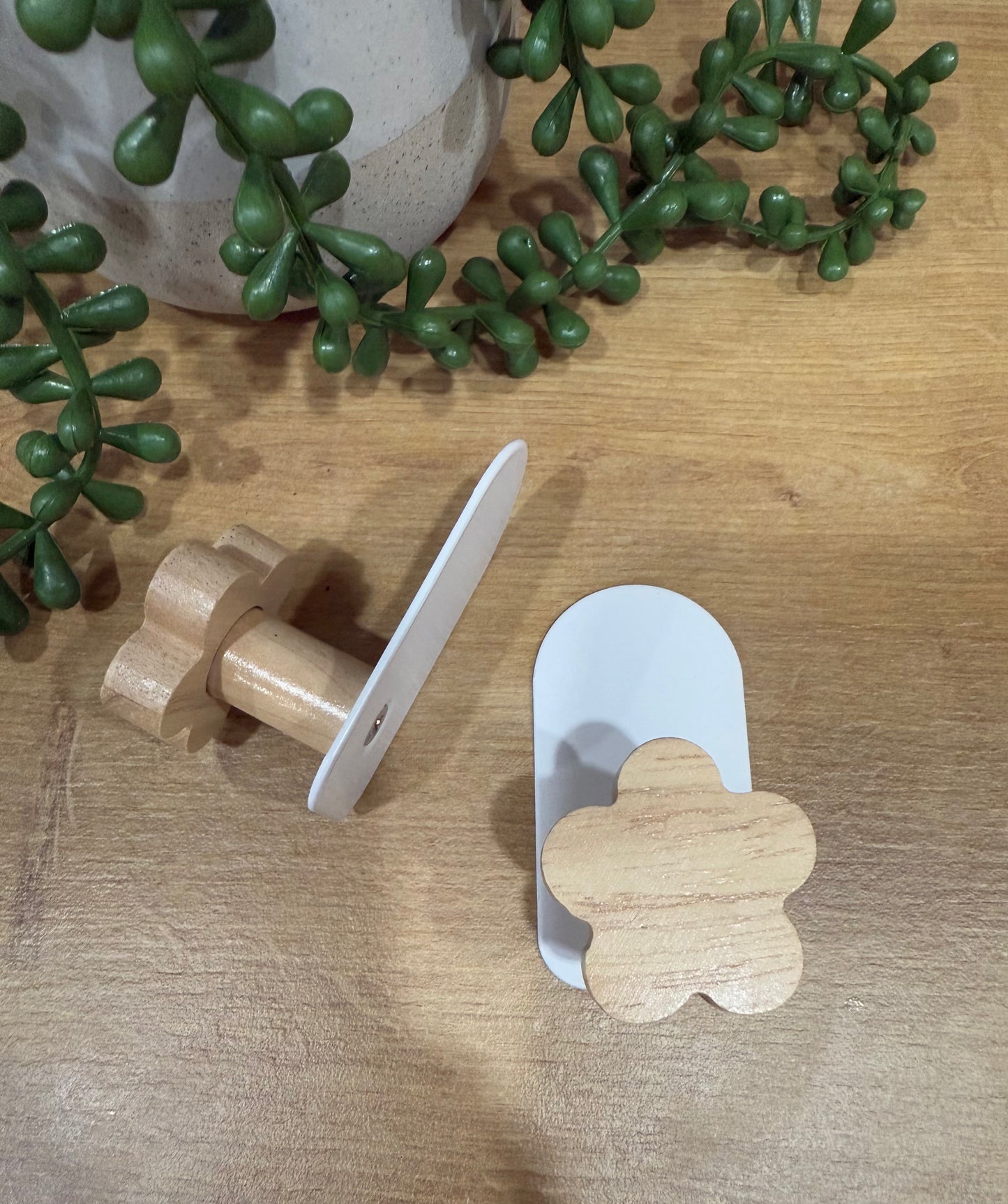 Flower Wooden Hook - Set Of 2