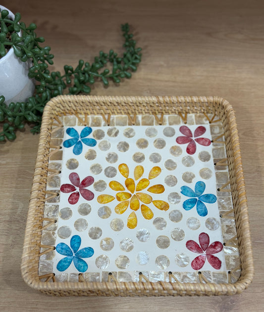Pearl Blossom Woven Tray