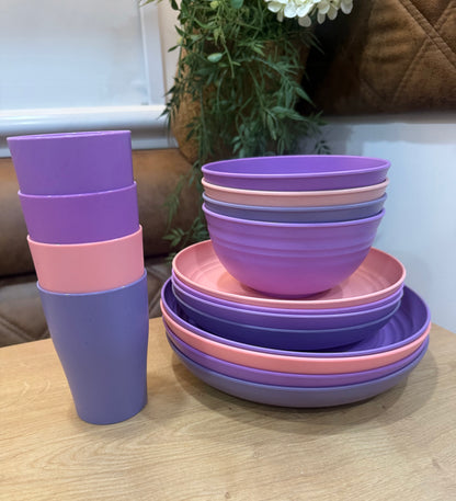 Wheat Straw Dinnerware Set (16 piece - Purple Ombre)