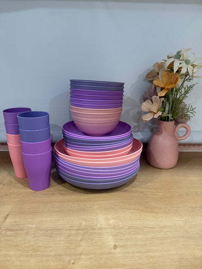 Wheat Straw Dinnerware Set (32 piece- Purple Ombre)