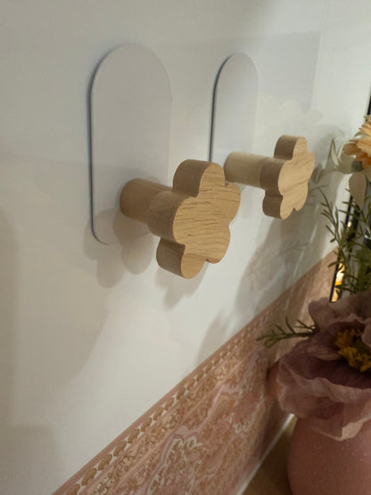 Flower Wooden Hook - Set Of 2