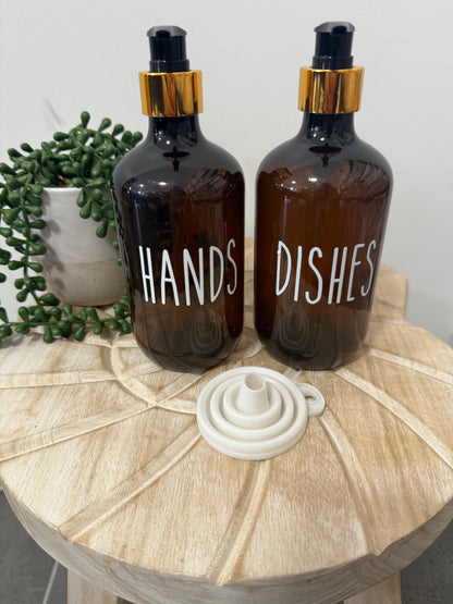 Dispenser Bottles + Funnel