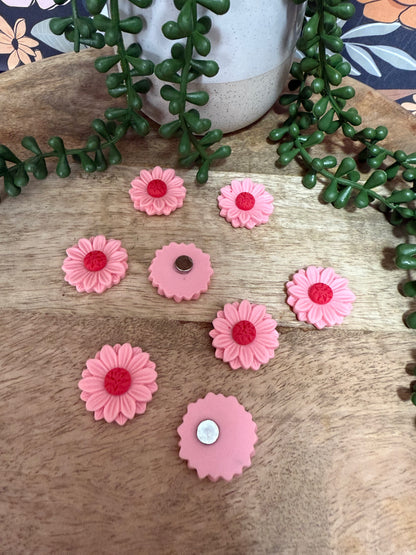 Pink Flower Fridge Magnets- 8 pack
