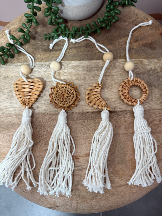Woven Rattan Tassels - 4 Pack