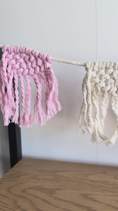 Macrame Fringe Bunting Pink/Cream