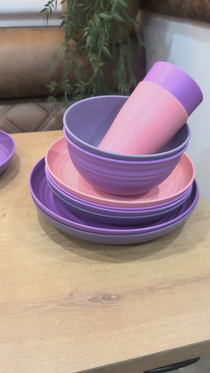 Wheat Straw Dinnerware Set (16 piece - Purple Ombre)
