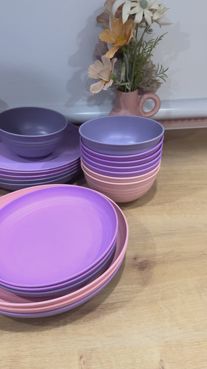 Wheat Straw Dinnerware Set (32 piece- Purple Ombre)