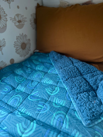 SALE- Rainbow Blue quilted blanket