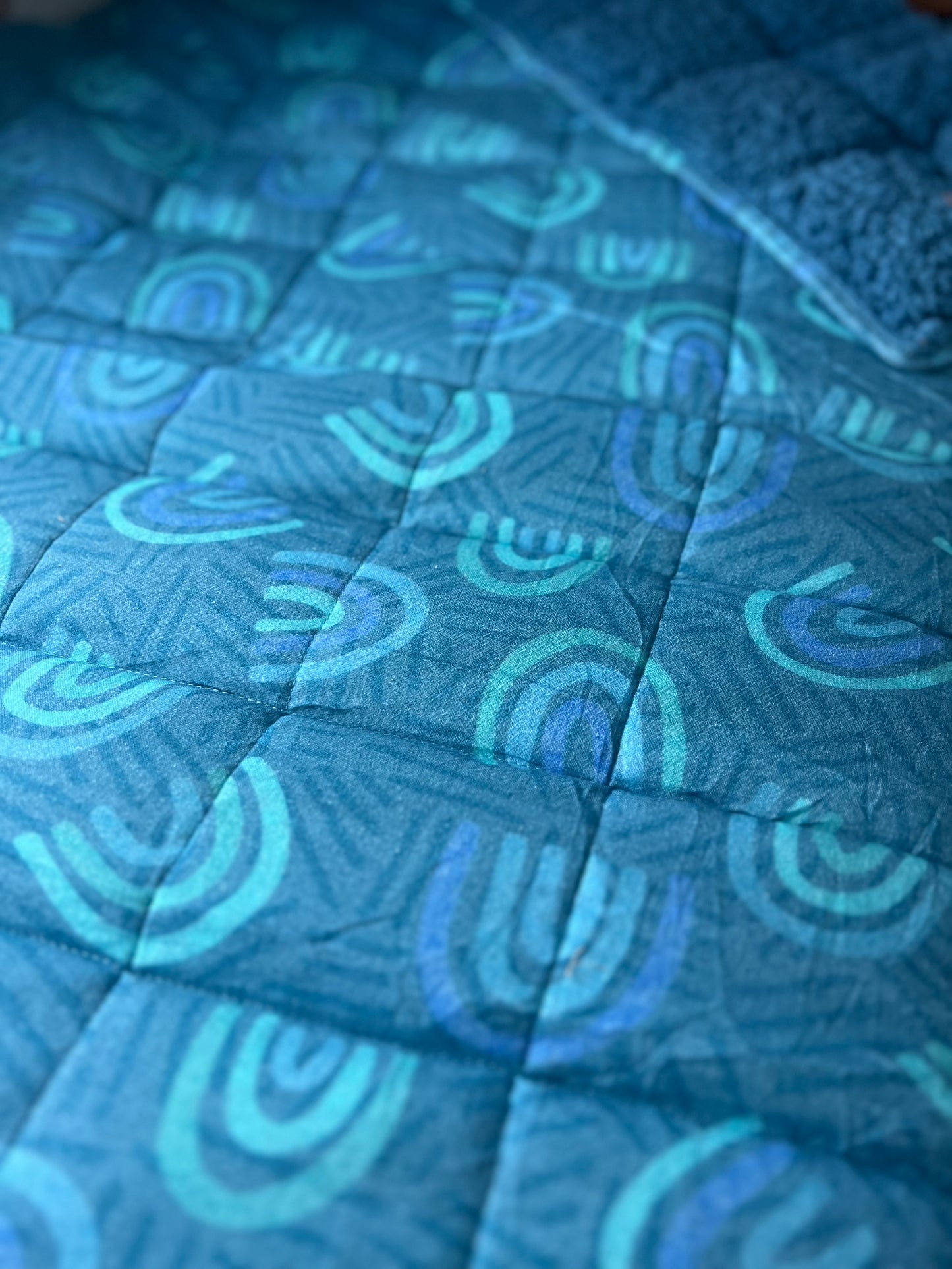 SALE- Rainbow Blue quilted blanket
