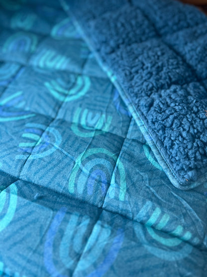 SALE- Rainbow Blue quilted blanket